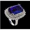 Image 4 : GIA Cert 24.59 ctw Tanzanite and Diamond Ring - 14KT White Gold