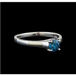 14KT White Gold 0.47 ctw Round Cut Fancy Blue Diamond Solitaire Ring