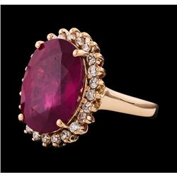 12.95 ctw Ruby and Diamond Ring - 14KT Rose Gold