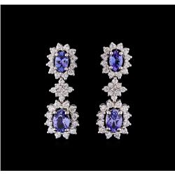 2.35 ctw Tanzanite and Diamond Earrings - 14KT White Gold