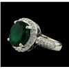 Image 1 : 4.48 ctw Emerald and Diamond Ring - 14KT White Gold