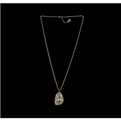 Assym Filigree Crystal Pendant Necklace - Gold Plated