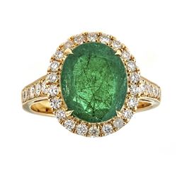 3.00 ctw Emerald and Diamond Ring - 18KT Yellow Gold