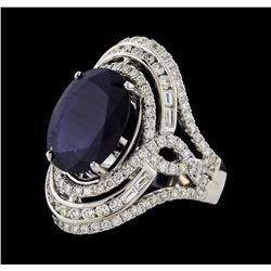 9.07 ctw Sapphire and Diamond Ring - 14KT White Gold