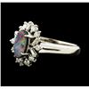 Image 1 : 0.62 ctw Black Opal and Diamond Ring - Platinum