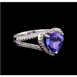 4.10 ctw Tanzanite and Diamond Ring - 14KT White Gold