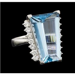 9.09 ctw Aquamarine and Diamond Ring - Platinum