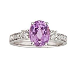 2.93 ctw Kunzite and Diamond Ring - 14KT White Gold