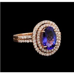 2.35 ctw Tanzanite and Diamond Ring - 14KT Rose Gold