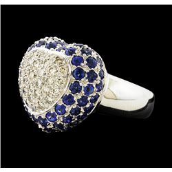 5.20 ctw Sapphire and Diamond Ring - 18KT White Gold