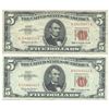 Image 1 : 1963 $5 Fine Red Seal Bill Lot of 2