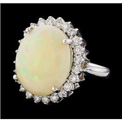 6.00 ctw Opal and Diamond Ring - 14KT White Gold