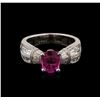 Image 1 : 1.14 ctw Pink Sapphire and Diamond Ring - 18KT White Gold