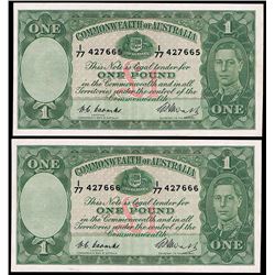 Australia, One Pound, Coombs/Watt (1949) (R.31) I/77 427665/66