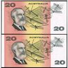 Image 2 : Australia, Twenty Dollars, Knight/Stone (1979) (R.407b)