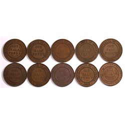 Australia, Halfpenny, George V 1925, 1926, 1927, 1928, 1930, 1931, 1933, 1934, 1935, 1936