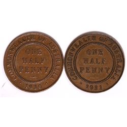 Australia, Halfpenny, George V 1930, 1931