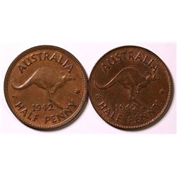 Australia, Halfpenny, George VI 1942Y, 1942I