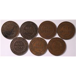 Australia, Penny, George V 1911, 1912, 1919/., 1921, 1922, 1924, 1926