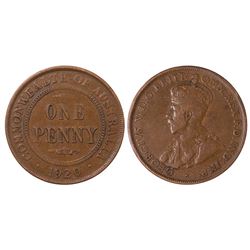 Australia, Penny, George V, 1920 dot above very top scroll