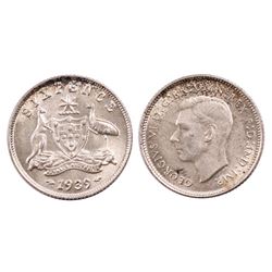 Australia, Sixpence, George VI, 1939