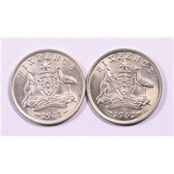 Australia, Sixpence, George VI, 1941, 1942