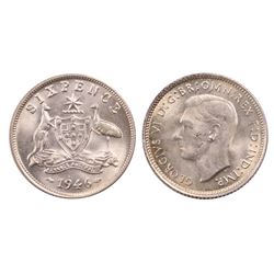 Australia, Sixpence, George VI, 1946