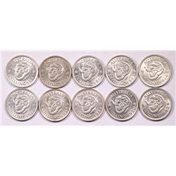 Australia, Shilling, George VI, 1941, 1942, 1942S, 1943S, 1944, 1944S, 1946, 1948, 1950, 1952