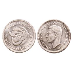Australia, Shilling, George VI, 1946 dot .S (Perth)