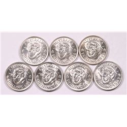 Australia, Shilling, Elizabeth II, 1957, 1958, 1959, 1960, 1961, 1962, 1963