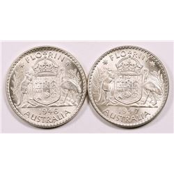 Australia, Florin, George VI, 1946, 1947