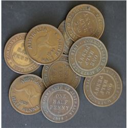 Halfpennies, Key dates 1914,14H,15H,18(4),39Roo,44