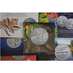 Canada $20 coins commems UN, 2011, 2012, 2012 XMAS, Penny, 2013 Wolf