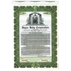 Hayes Body Corp., 1937 Specimen Bond
