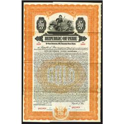 Republic of Peru, 1922 Specimen Bond