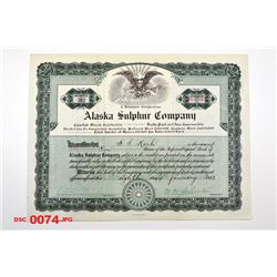 Alaska Sulphur Co., 1921 Issued Stock