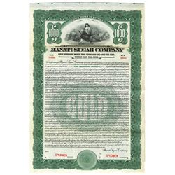 Manati Sugar Co., 1922 Specimen Bond.