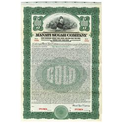 Manati Sugar Co., 1922 Specimen Bond.