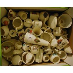 A Group of W H Goss Crested Ware, including a pine cone with Southampton crest, a Swiss cow bell, wi