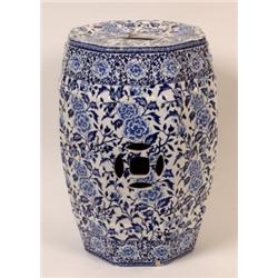 A 19th Century Octagonal Garden Seat, decorated flowers, (a.f.) 48 cm See illustration