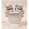 Image 1 : A Victorian Cachpot, in the form of a pair of kittens climbing out of a basket, (slight restoration)