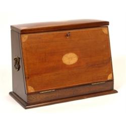 An Edwardian Mahogany Stationery Box, the inlaid fall front enclosing a fitted interior, 31 cm See