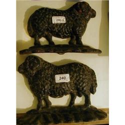 A Pair of Victorian Cast Iron Door Stops, in the form of sheep, 23 cm