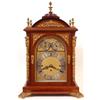 Image 1 : A Three Train Bracket Clock, the 18 5 cm arched square brass dial with silvered annular chapter ring