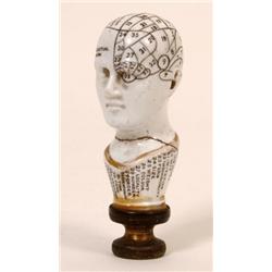 A 19th Century Pottery Phrenology Head Seal, (a.f.) 8 cm See illustration