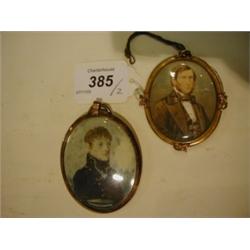 A 19th Century Portrait Miniature, of a gentleman in naval uniform, initialled ICK, 7 cm, and anothe