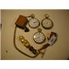 Image 1 : A Open Face Pocket Watch, two other pocket watches, a set of sovereign scales, and other items