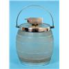 Image 1 : A Frosted Glass Biscuit Barrel, with plated mounts, and coiled rope finial, 27 cm See illustration