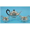 Image 1 : A George III Style Silver Three Piece Tea Service, with gadroon and shell edging, on four ball feet,