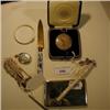 Image 1 : An Open Face Pocket Watch, with Arabic numerals in a white metal case, a white metal chatelain, and